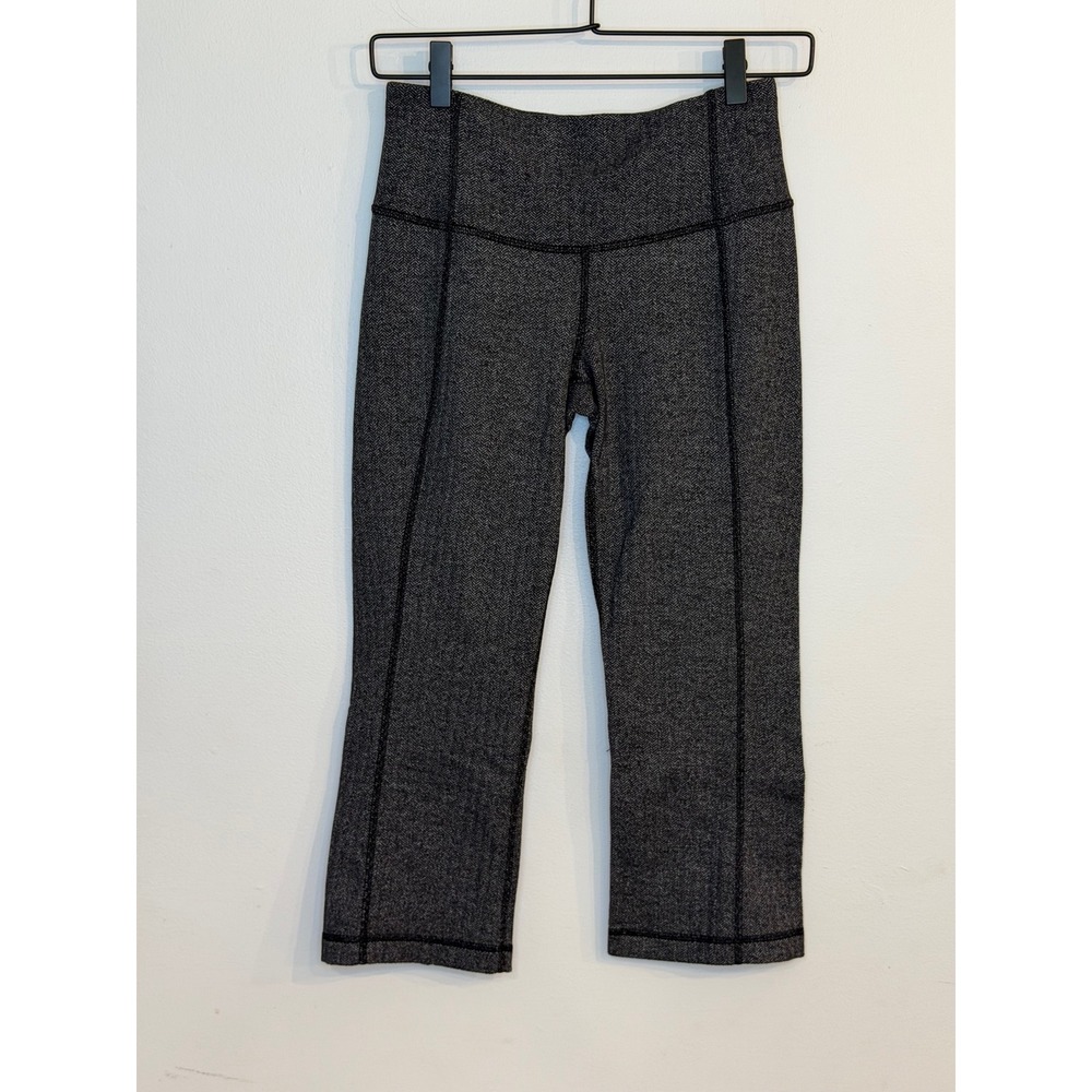 Lululemon Gather & Crow Crop II Heathered Herringbone Black Size 6